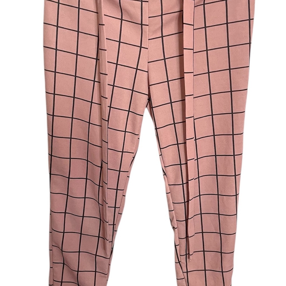 Pink Grid Pattern Pants